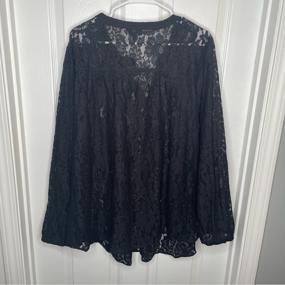 Torrid Harper Lace Pullover Long Sleeve Blouse Floral Sheer in Deep Black 4X/26 - Picture 5 of 16